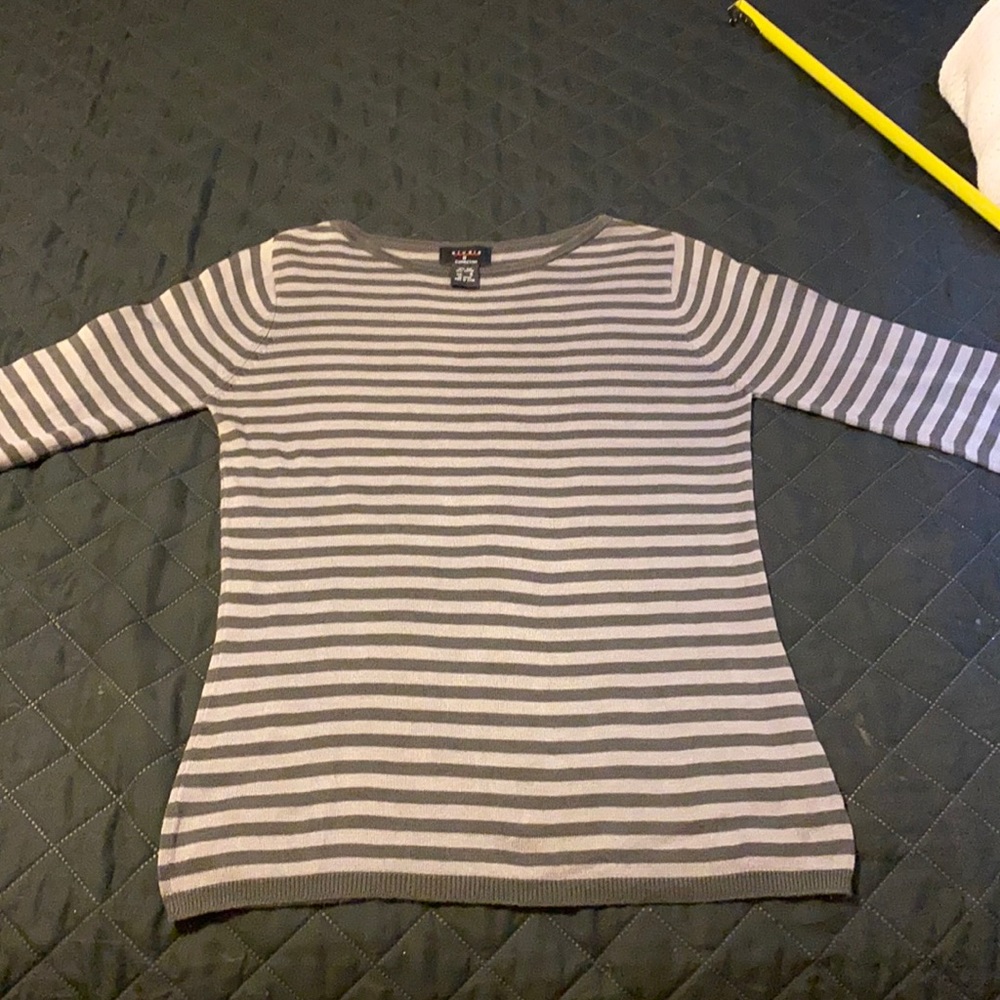 Studio G collection shirt, small, color light gray with dark gray stripes